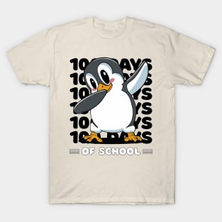 100 Days of school typography featuring a Dabbing Penguin #3 T-Shirt